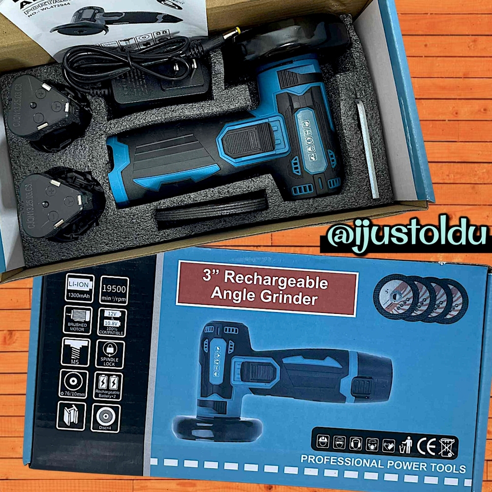3″ Rechargeable Angle Grinder | Cordless 12V Li-Ion | Professional Power Tools